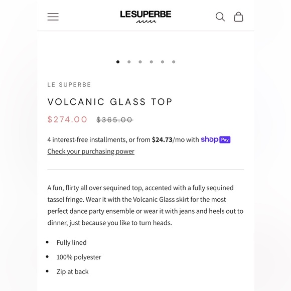 Le Superbe Size 6 NWT Stunning Volcanic Glass Fringed top, lined, back zipper - Picture 10 of 15